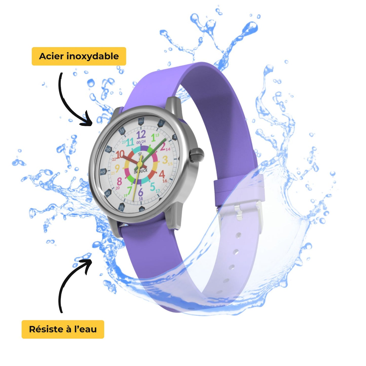 Montre Inouck violette éclaboussée