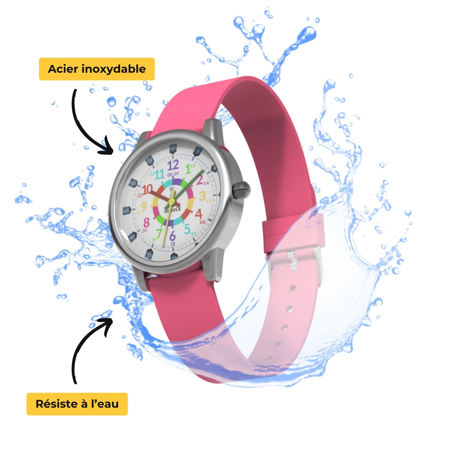 Montre Inouck rouge éclaboussée
