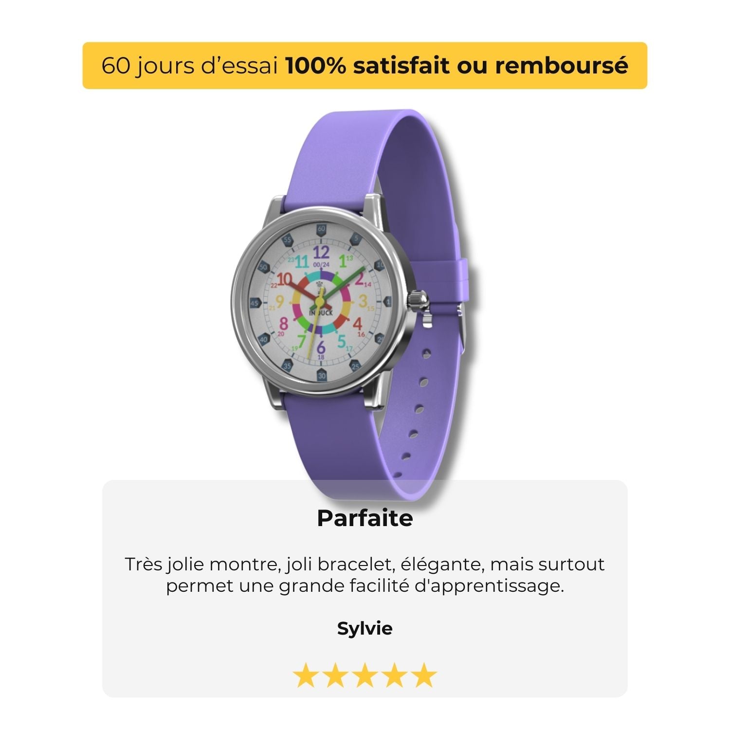 Montre Pédagogique Violette Enfant Ebook Offert INOUCK – Inouck